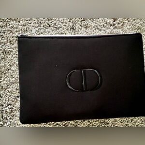 Dior Cosmetic Bag Embroidered 
Logo-Black with silver hardware